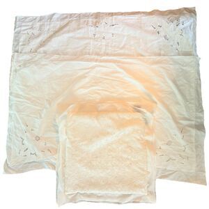 fieldcrest white silk pillow cover with 2 eyelet pillow cases 36x20 cottage core